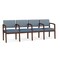 Lesro Lenox Wood 4 Seat Tandem Seating Wood Frame, Walnut, RS Rain Song Back, MD Titan Seat LW4103 - alternate 1
